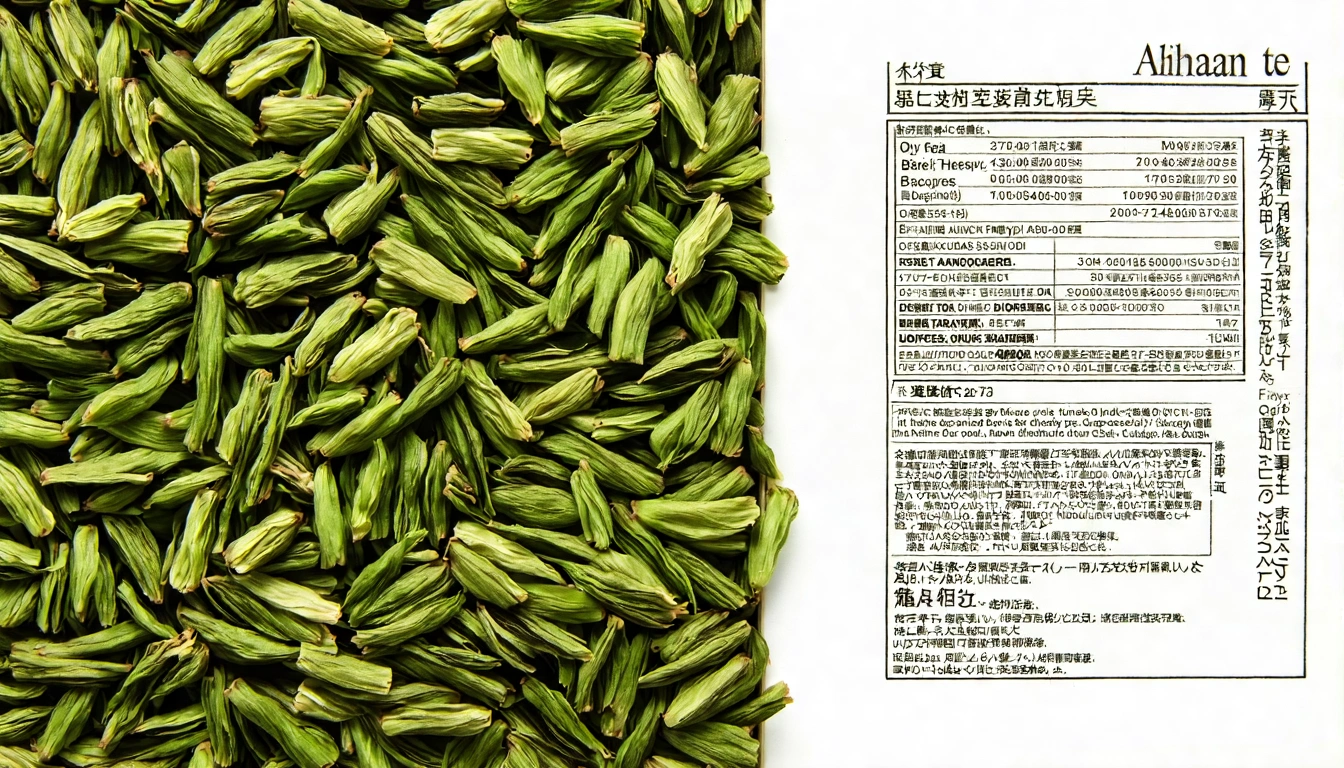 阿里山茶選購重點教學，展示茶葉外觀特寫和包裝標示指引