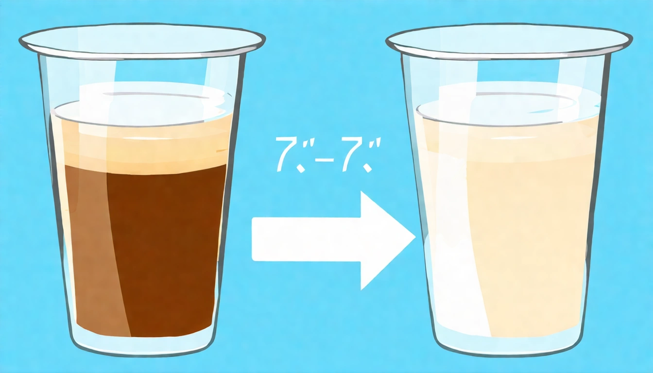 台灣紅茶奶茶比例示意圖，用量杯圖示展示茶湯:鮮奶 = 1:1的黃金比例
