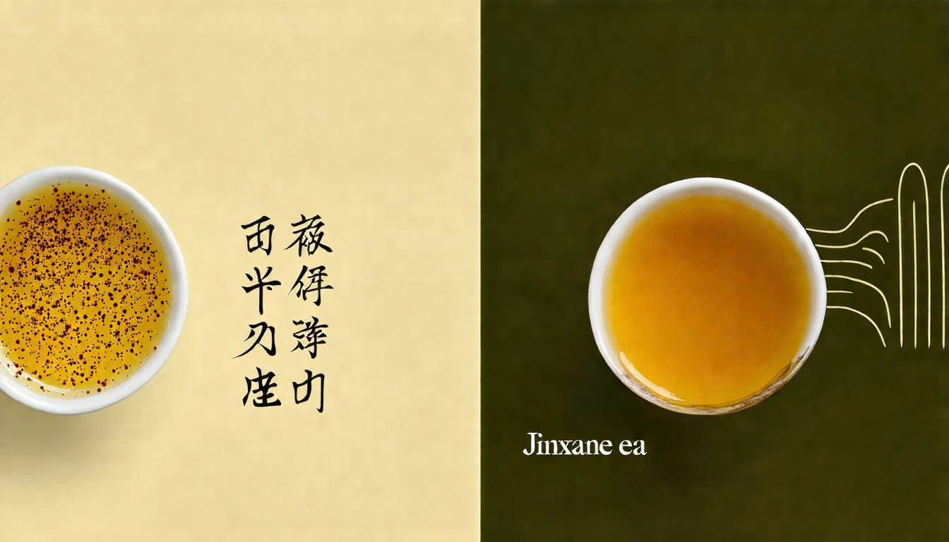 天然奶香金萱茶與人工香精仿品的對比辨別圖,展示兩種茶的外觀、香氣強度和口感差異