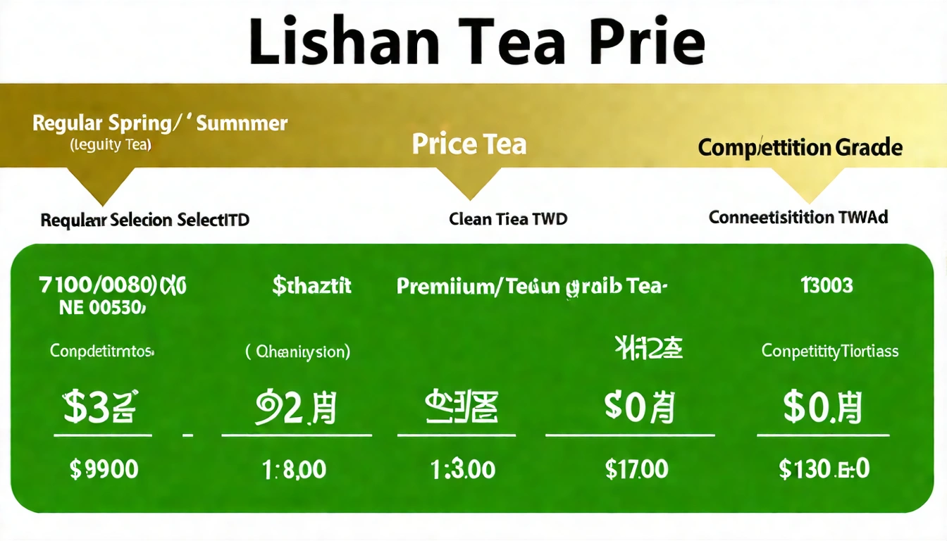 梨山茶各等級價格比較表格圖示,從一般春夏茶到頂選春茶,清晰標示各等級特徵