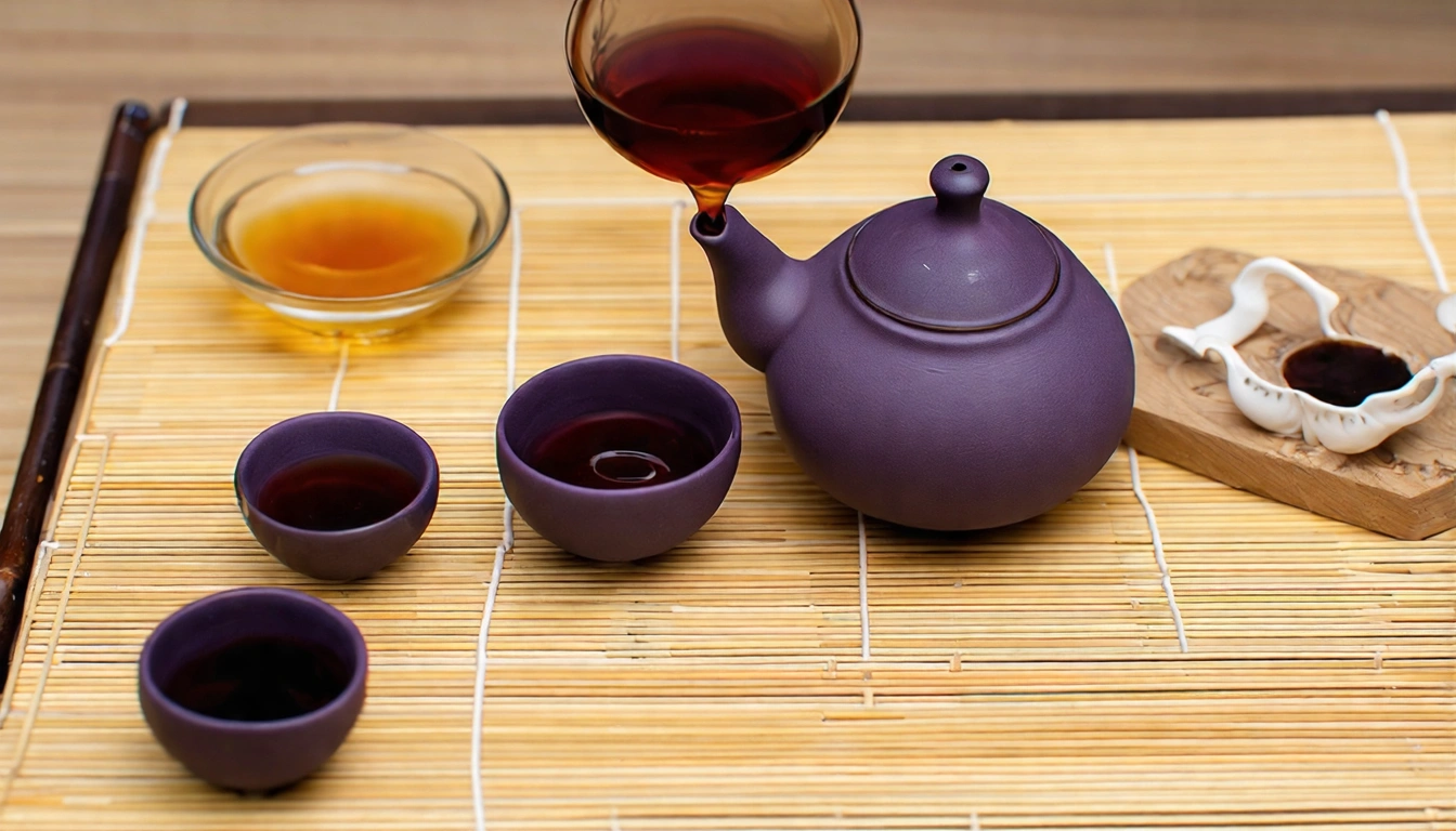 功夫茶沖泡烏龍茶的完整步驟,從醒茶到出湯到品茗的流程,傳統紫砂壺配茶海和品茗杯,茶盤承接,傳統美學