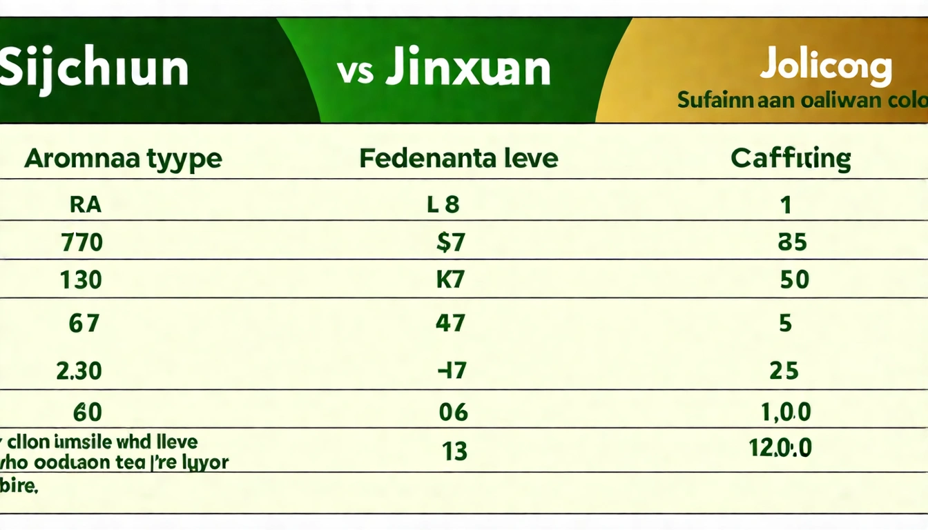 Infographic comparing Sijichun and Jinxuan Taiwan oolong, showing differences in aroma, fermentation, caffeine, target audience, etc.
