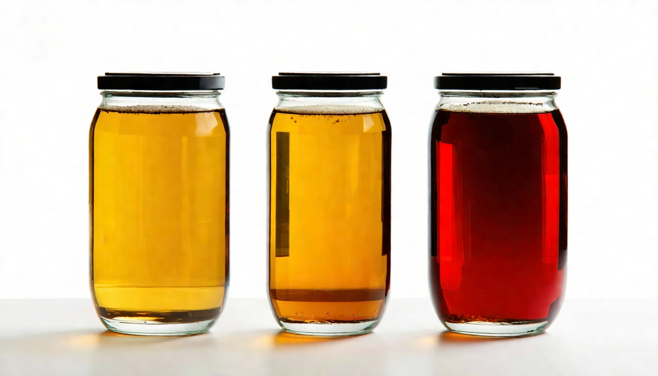 Cold brew Taiwan tea in glass jar with oolong leaves, four varieties side by side showing color progression from pale yellow Four Seasons Spring to deep amber Taiwan black tea, summer refreshing presentation