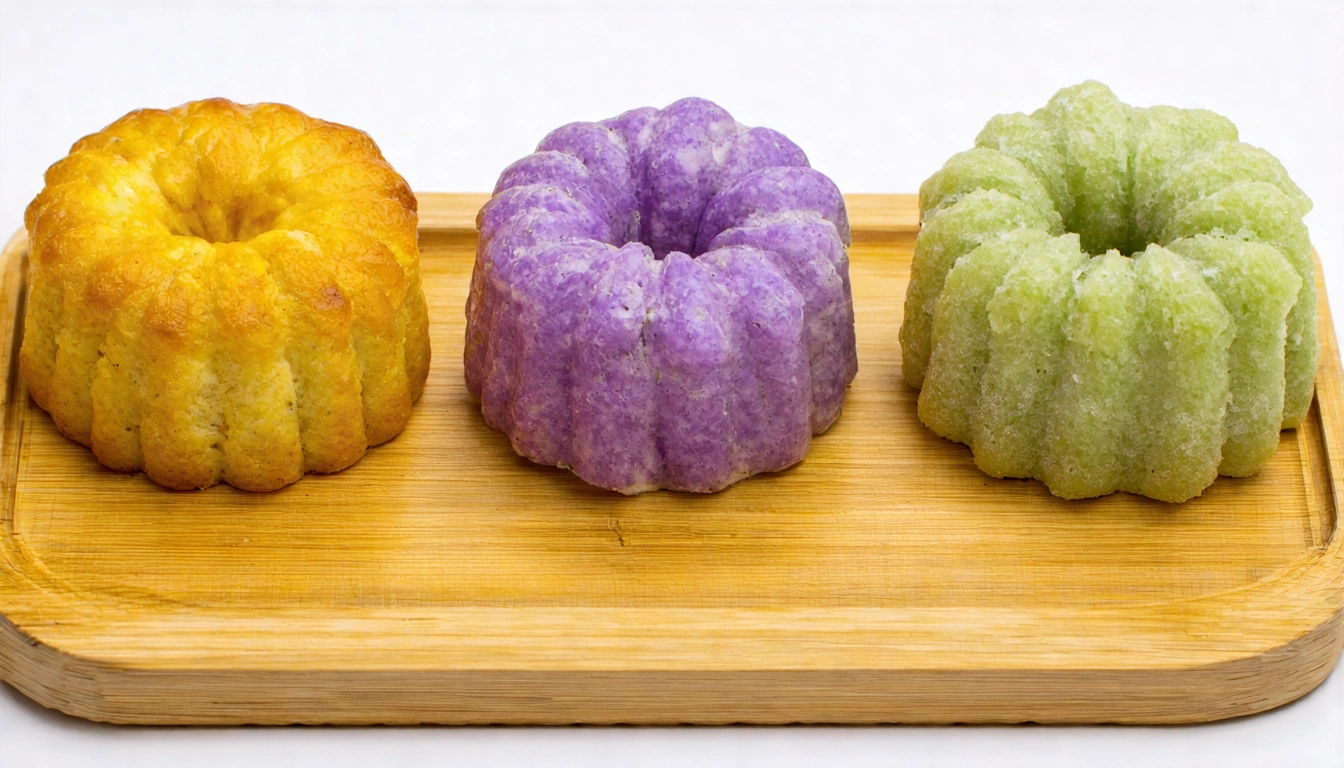 台灣傳統茶點三款並排展示,左起:台灣鳳梨酥(金黃色、台灣特色)、芋頭酥(紫色)、綠豆糕(淡綠色),搭配旁邊的四季春茶杯,木質茶盤背景,自然光線下的台灣傳統糕點品茶場景