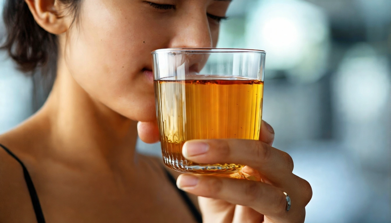 健身族喝茶的場景,運動後手持一杯清透無糖阿里山烏龍茶,健身房背景,旁邊有台灣茶資訊說明EGCG抗氧化效益