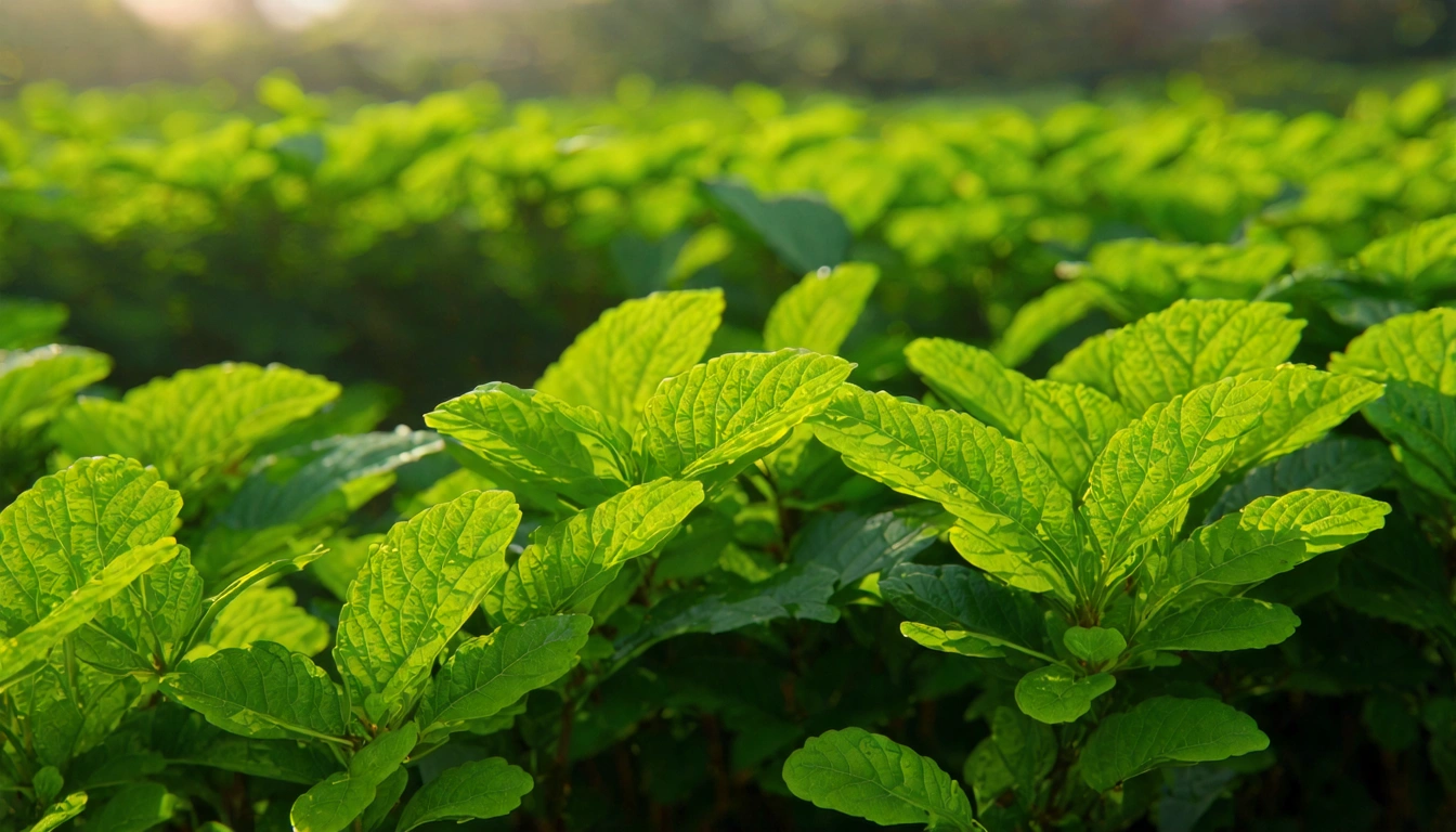 台灣東方美人茶產區的特寫，新竹苗栗茶園一景，可見小綠葉蟬在茶葉上的痕跡，金色午後光線，展現台灣特有的蟲咬茶工藝環境