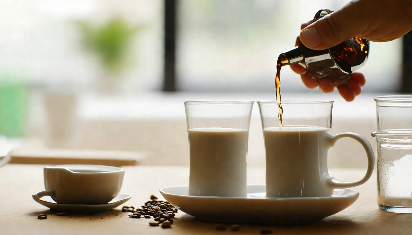 辦公室馬克杯泡茶教學圖，展示茶包放入馬克杯、熱水倒入、計時悶泡、取出茶包等步驟，實用教學風格