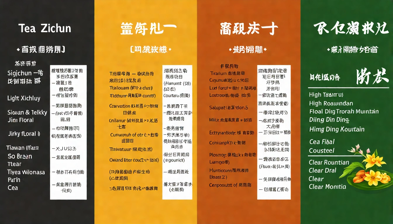 台灣茶葉入門推薦比較表，展示四季春、金萱、凍頂烏龍等各款茶葉的特色差異與適合族群