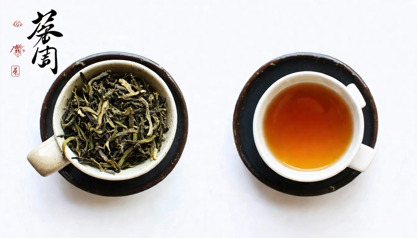 台灣茶男女需求對照圖，左側展示適合男生的高山烏龍和紅茶（深色杯，沉穩氛圍），右側展示適合女生的東方美人和蜜香紅茶（精緻杯，溫暖琥珀色），中間有需求標籤連結兩側