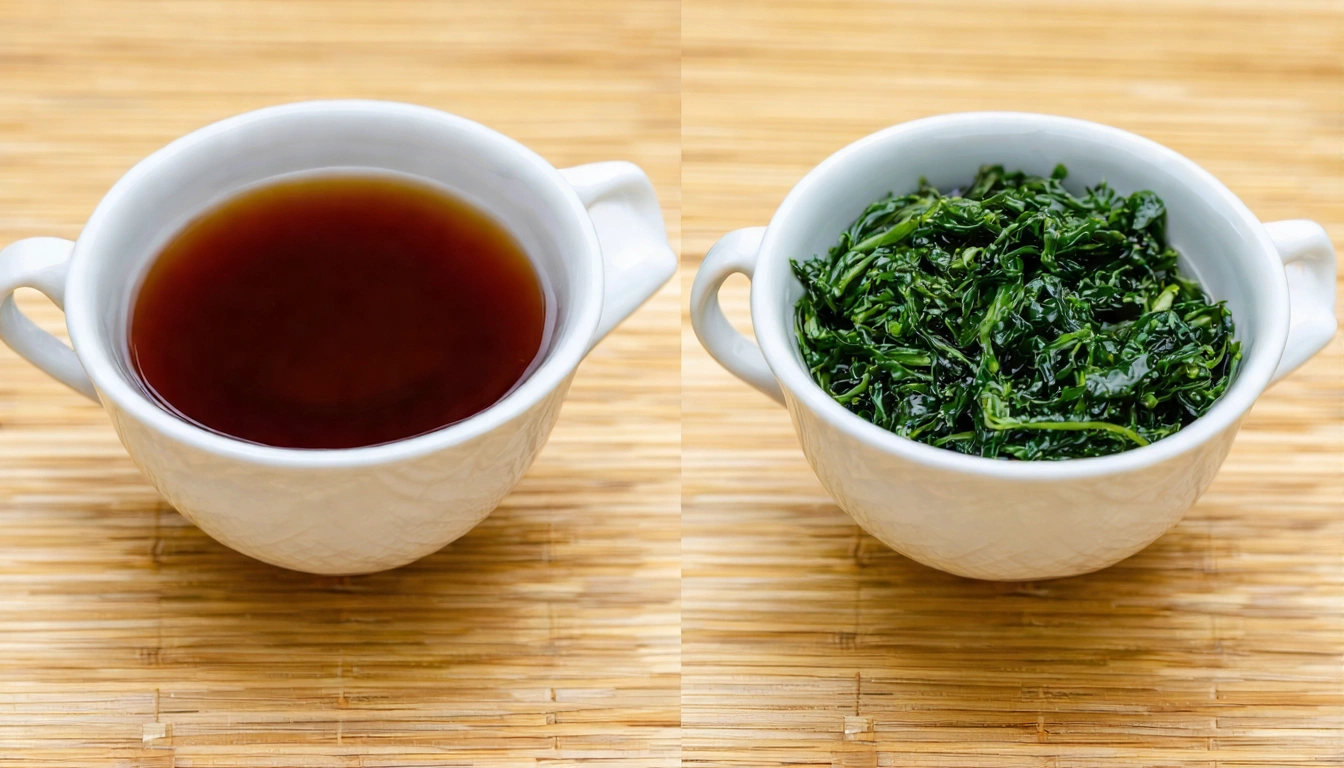 台灣木柵鐵觀音和福建安溪鐵觀音並排比較，左側台灣版本深棕焙火色，右側福建清香型翠綠，視覺上的差異直觀呈現兩種風格